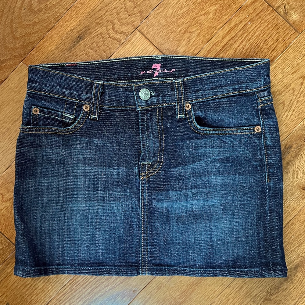 7 for all mankind denim mini skirt